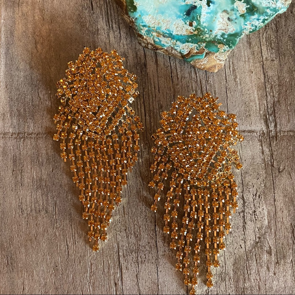 Zara Amber Rhinestone Zara Earrings - Picture 3 of 6